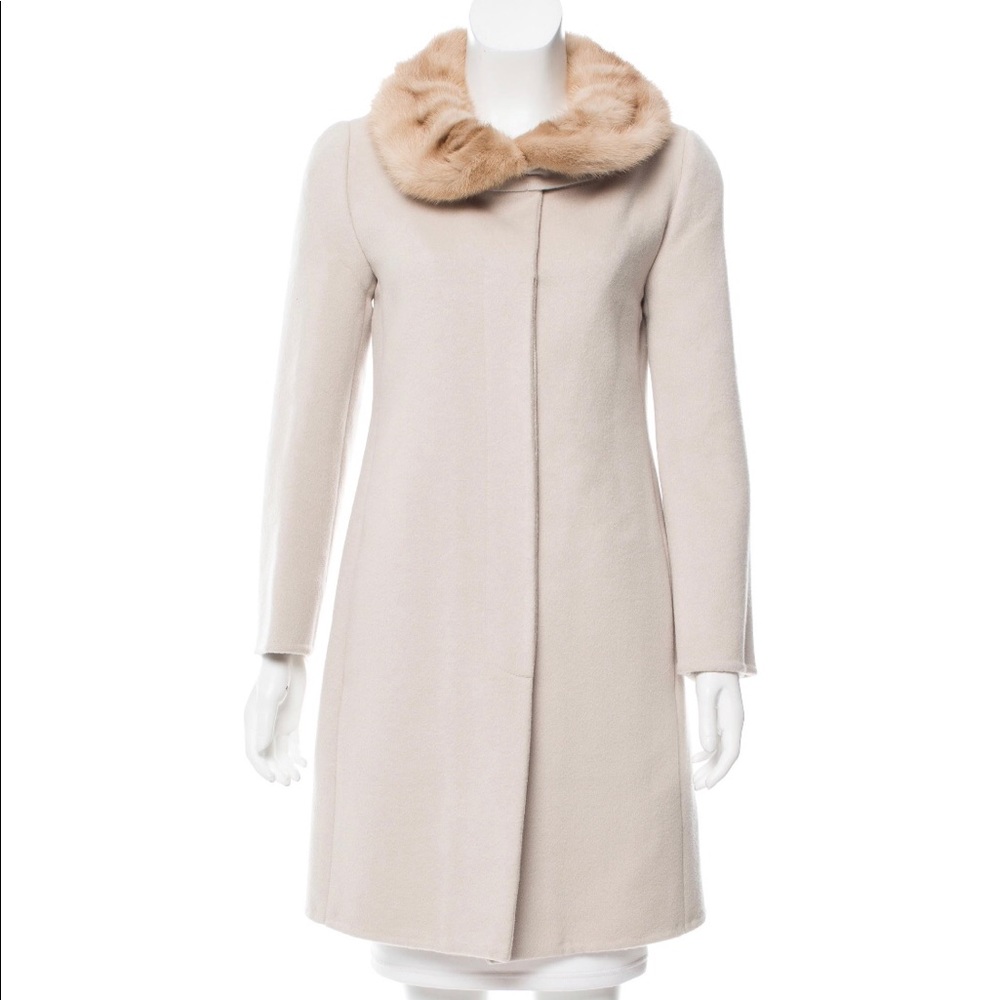 Prada wool and angora-blend coat with mink collar
